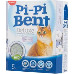 Наполнитель "Pi-Pi-Bent", Deluxe Clean Cotton, бентонит, 5 кг